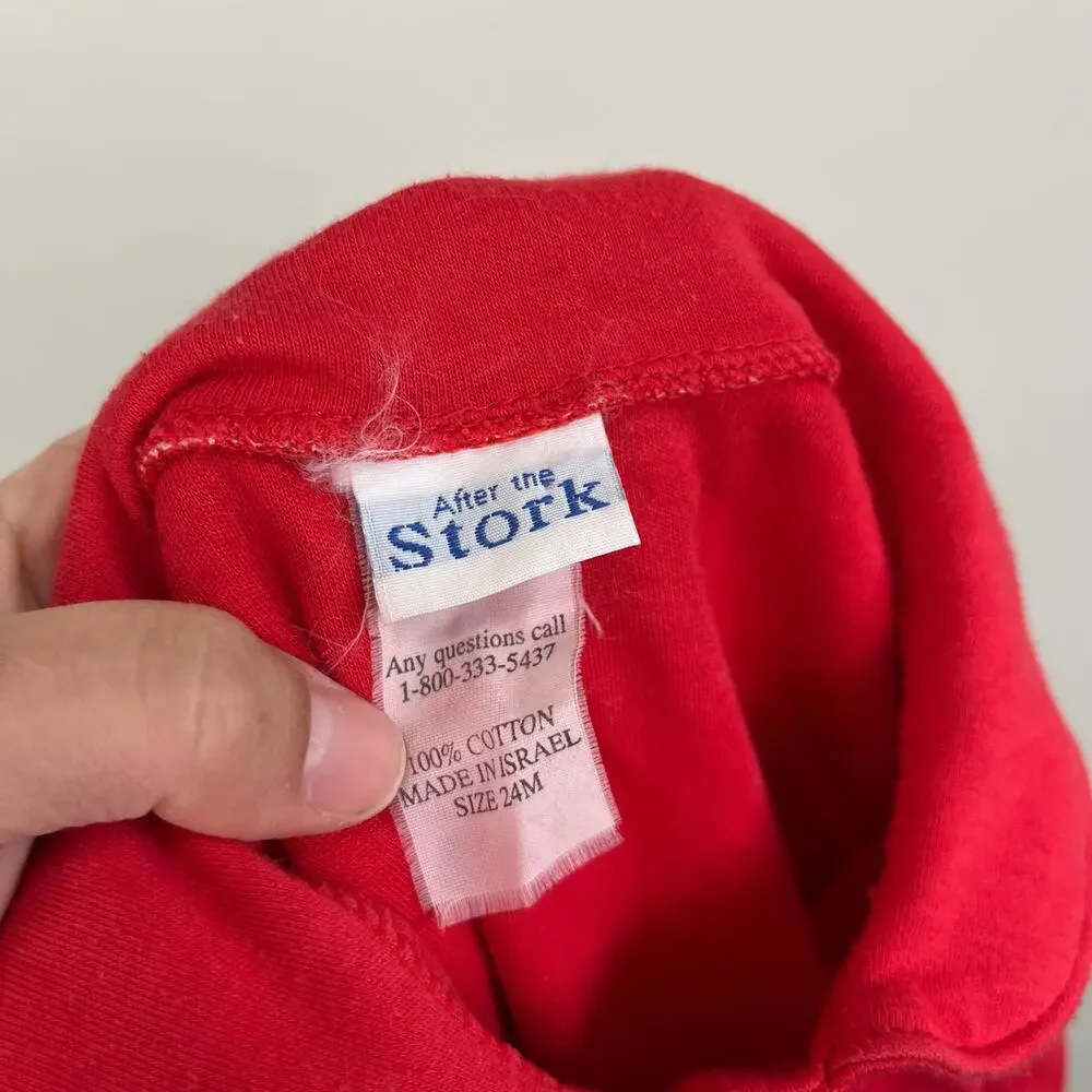 Vintage After the Stork Red Teddy Bear Dress 24 Months
